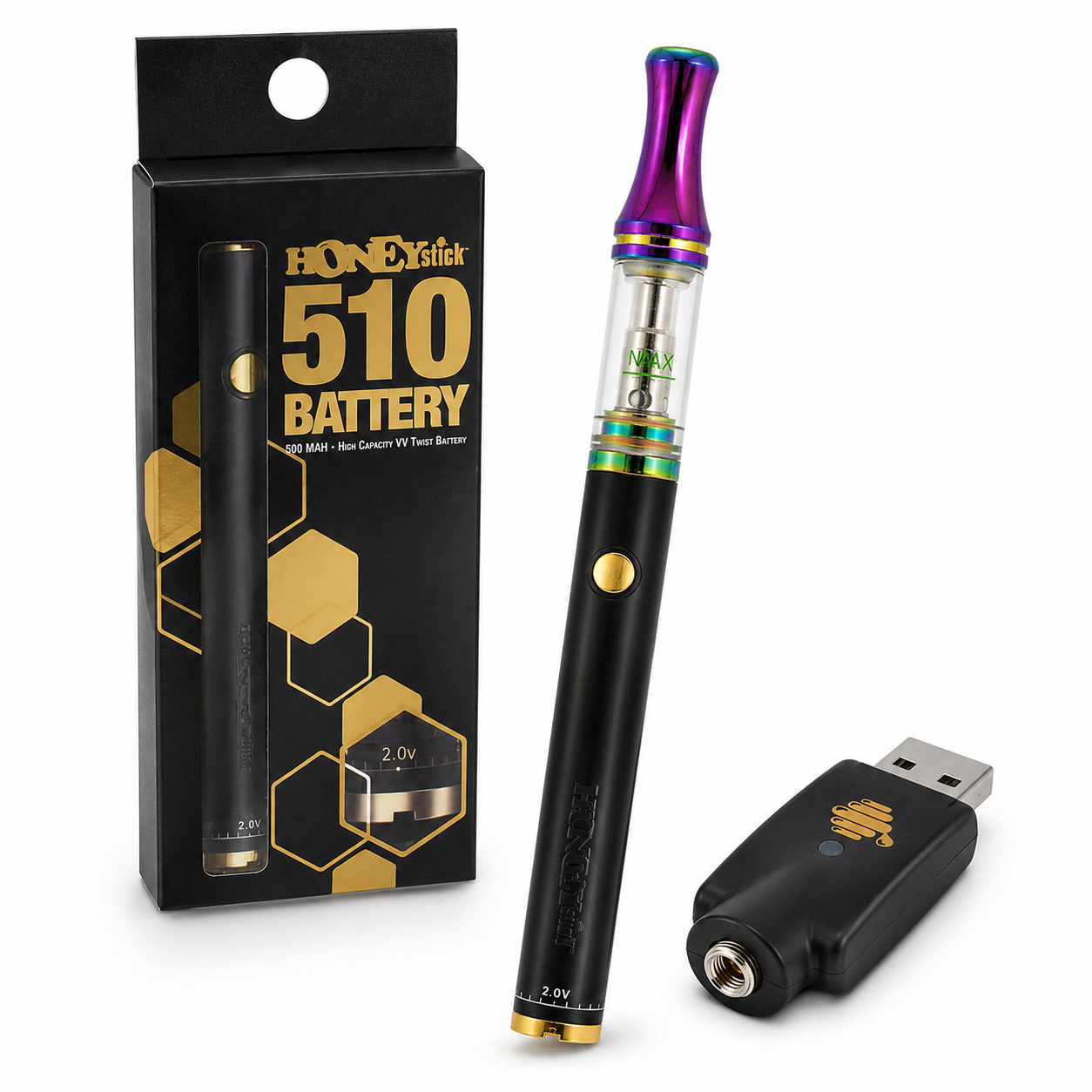 HoneyStick Twist 510 Vape Pen Battery and Performance 510 Oil Cartridge