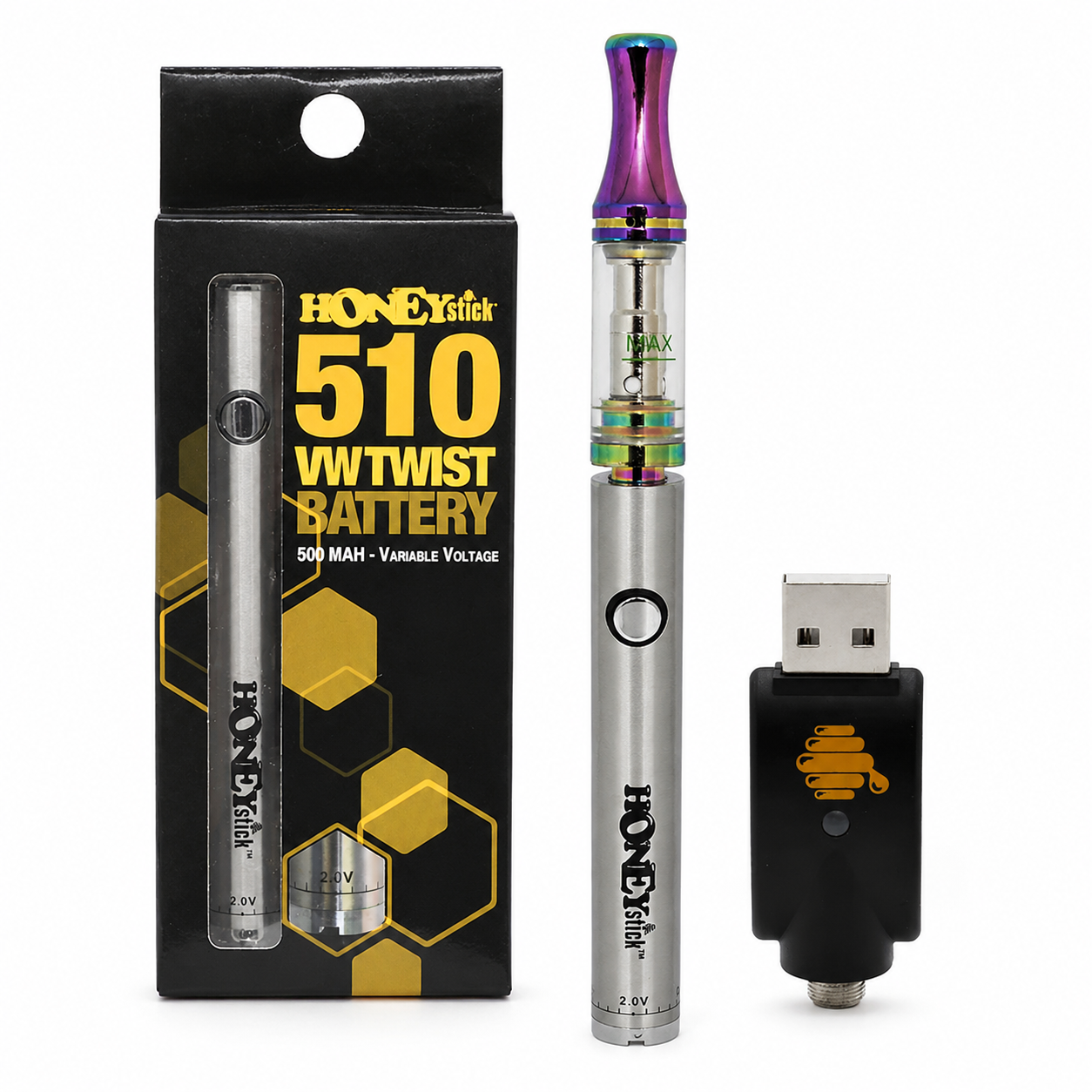 HoneyStick Twist 510 Vape Pen Battery and Performance 510 Oil Cartridge